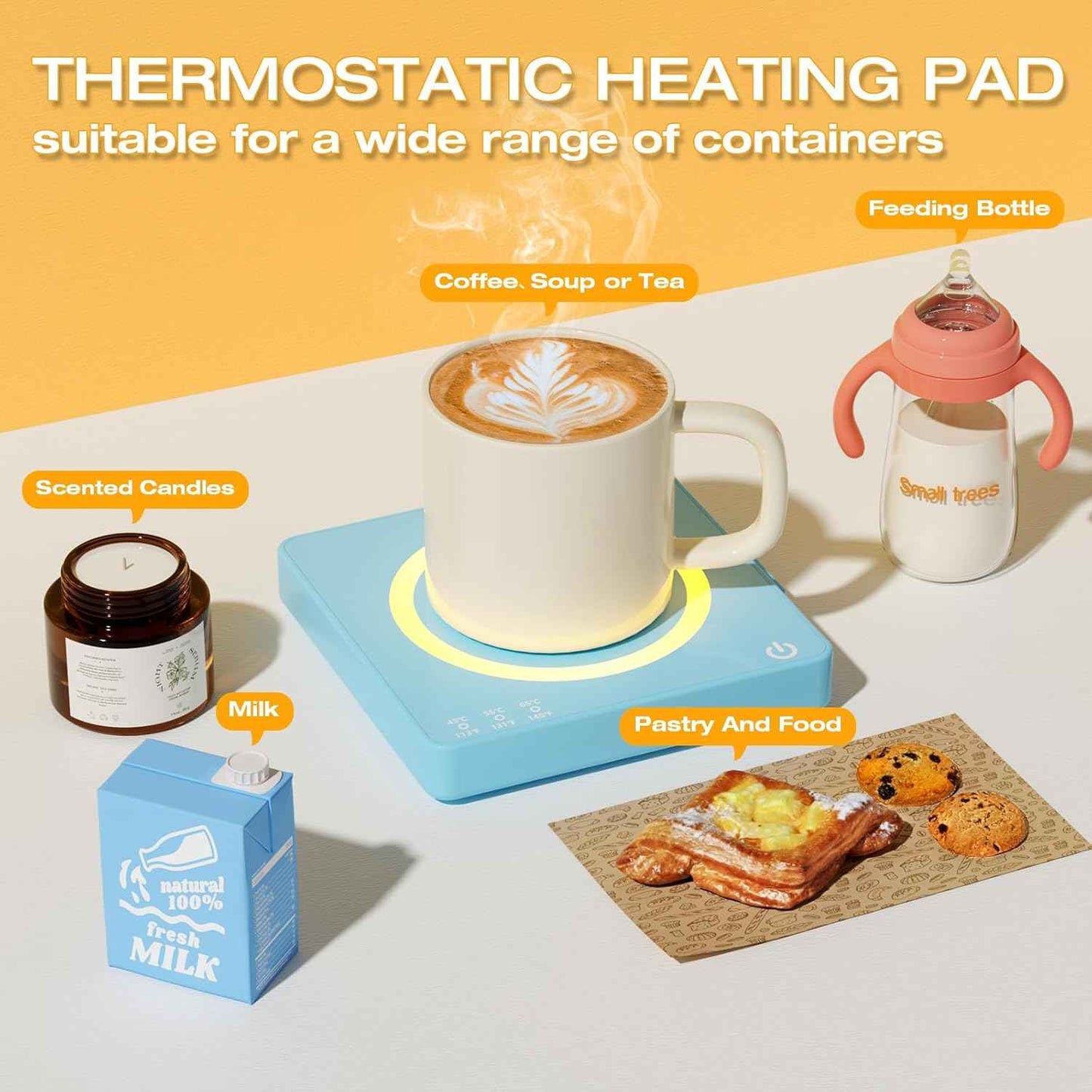 Coffee Mug Warmer, Smart Mug Warmer, 15W Wireless Phone Charging, 3 Heat Settings Temperature Controlled, 8H Auto Off, Candle Warmer, Safe for Heating Coffee, Beverage, Milk, Tea (Blue)