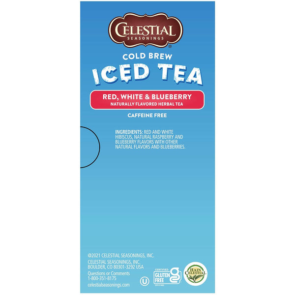 Celestial Seasonings Cold Brew Red, White & Blueberry Iced Tea Bags, 18 Count, Non-GMO