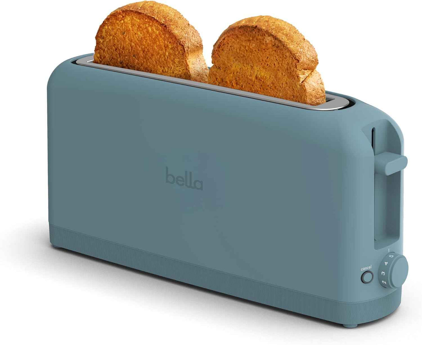 bella 2 Slice Slim Toaster, Fits-anywhere™ Kitchenware, 6 Setting Shade Control with Reheat & Cancel Buttons, Fits sourdough, 10” Long Slot, Anti Jam & Auto Shutoff, 900 Watt, Oatmilk