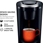 Compact single-serve K-Cup pod coffee maker with 3 brew sizes and smart start feature