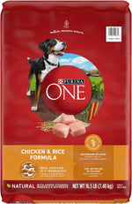 Purina ONE Chicken and Rice Formula Dry Dog Food, 16.5 lb Bag, Adult Dog Nutrition