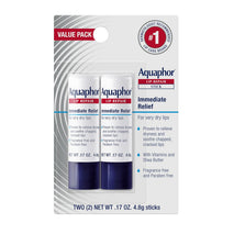aquaphor moisturizing lip balm pack of 2, 0.17 oz stick, relieves dryness