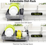 Urackify Stainless Steel Dish Drying Rack with Foldable Organizer