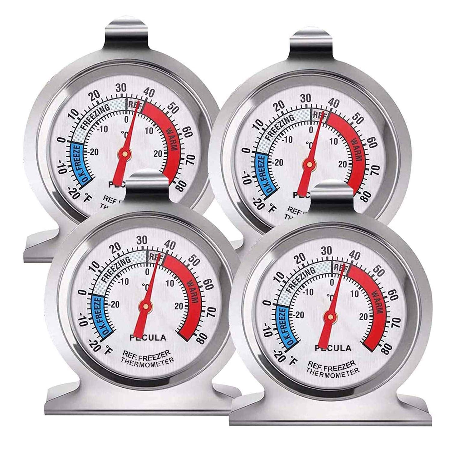 2 Pack Refrigerator Thermometer, 30-30°C/20-80°F, Classic Fridge Thermometer Large Dial with Red Indicator Thermometer for Freezer Refrigerator Cooler