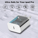 20w usb-c charger with 2 x 6ft cables for apple devices - 2 pack fast wall adapter