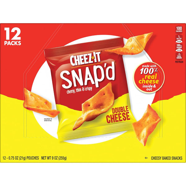 Cheez-It Snap'd Cheese Cracker Chips, Thin Crisps, 9oz Box (12 Pouches)