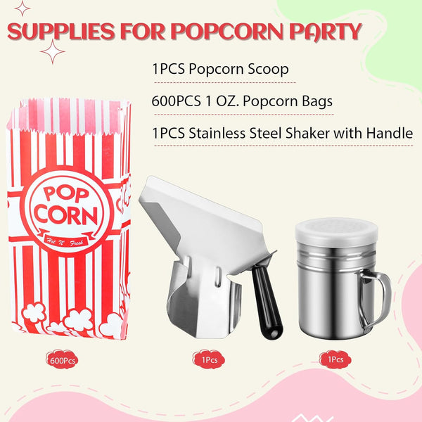 Essenya 202 Pcs Popcorn Bags with Popcorn Scoop and Salt Shaker
