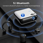 HAPPRUN Native 1080P Bluetooth Mini Projector, Full HD Portable Outdoor Movie Projector with Built-in Speaker, Compatible with Smartphone, HDMI, USB, AV, Fire Stick, PS5 for Home, Bedroom, Outdoor Use