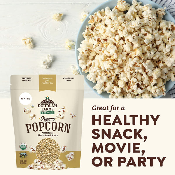 Organic White Popcorn Kernels Unpopped 3 lb Non-GMO Wisconsin Family Farm