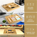 Bamboo Drawer Organizer Set for Bathroom, Kitchen, Office, and Closet