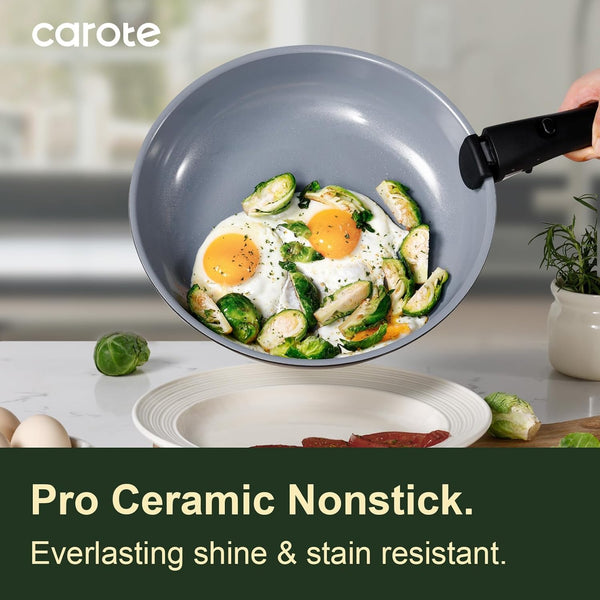 19-piece ceramic cookware set with non-stick coating and induction compatibility