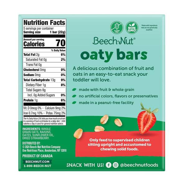 Beech-Nut Toddler Snacks Oaty Bars Granola Bars for Babies Toddlers