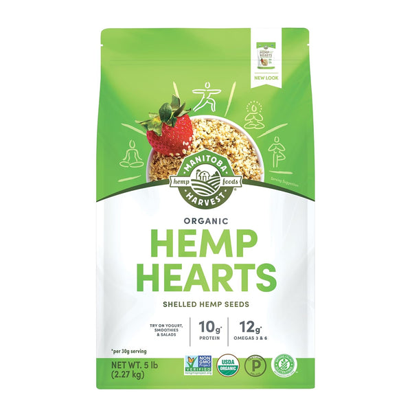 Manitoba Harvest Organic Hemp Seeds, 18oz, 10g Plant Based Protein and 12g Omega 3 & 6 per Serving, Smoothies and Salads