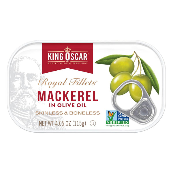 King Oscar Skinless & Boneless Mackerel in Olive Oil, 4.05 Oz Cans, Wild Caught, Keto & Paleo Friendly