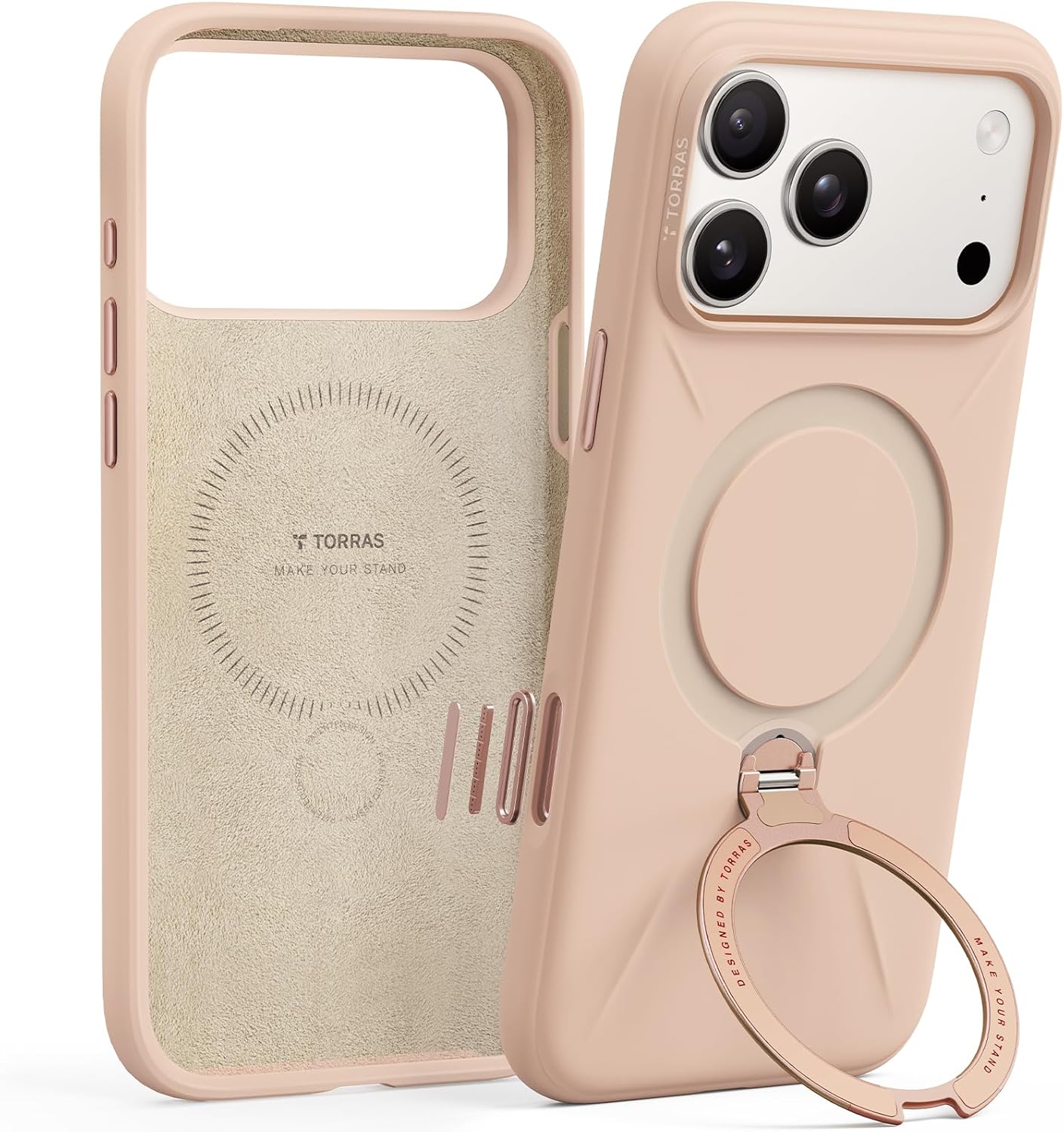 TORRAS Ostand Q3 Silicone for iPhone 17 Pro Max Case, Fit for MagSafe, 360 Spin Ring Holder Stand, Soft Liquid Silicone Cozy Grip, Camera Control, Protective Case for iPhone 17 Pro Max, Deep Blue - Rayz Mart