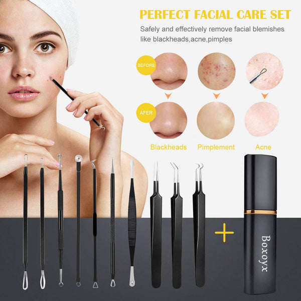 boxoyx 10 pcs pimple remover comedone extractor kit with box for quick and easy removal