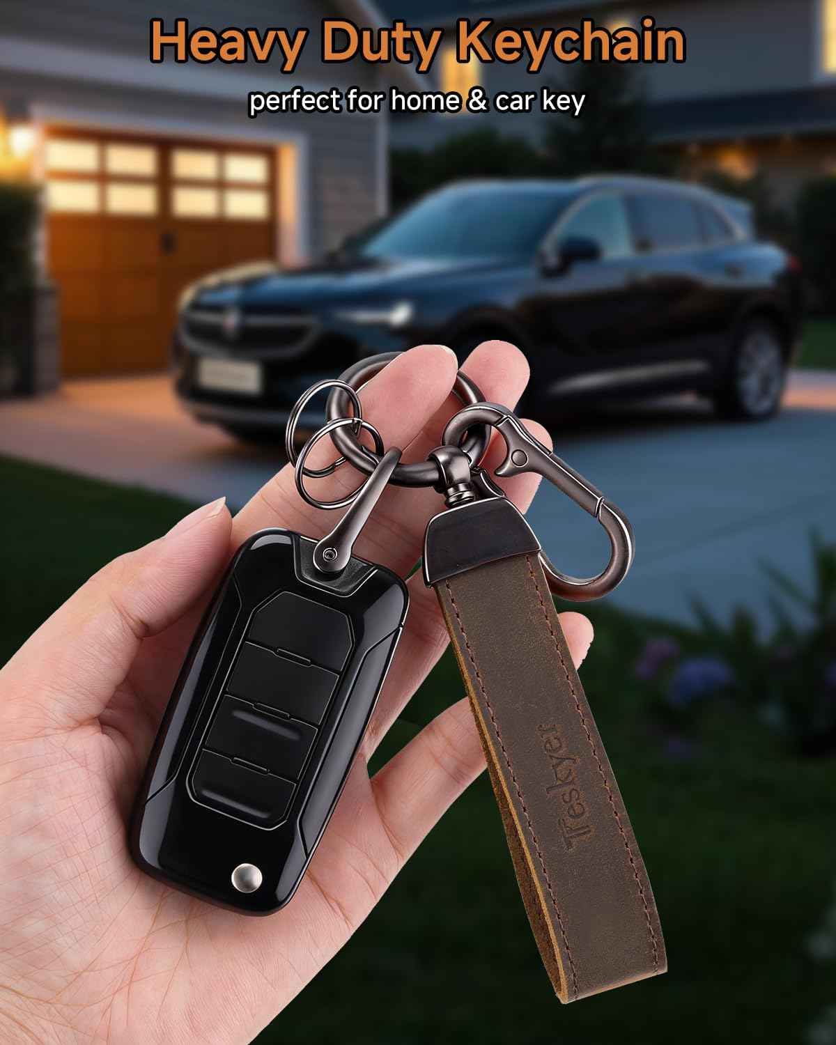 Teskyer RFID Slim Card Holder Wallet for Men, Genuine Leather Gift Set with Luxury Gift Packing - Includes Luggage Tag and Car Keychain - Gift for Dad, Valentine's Day, Birthday & Christmas (Coffee)