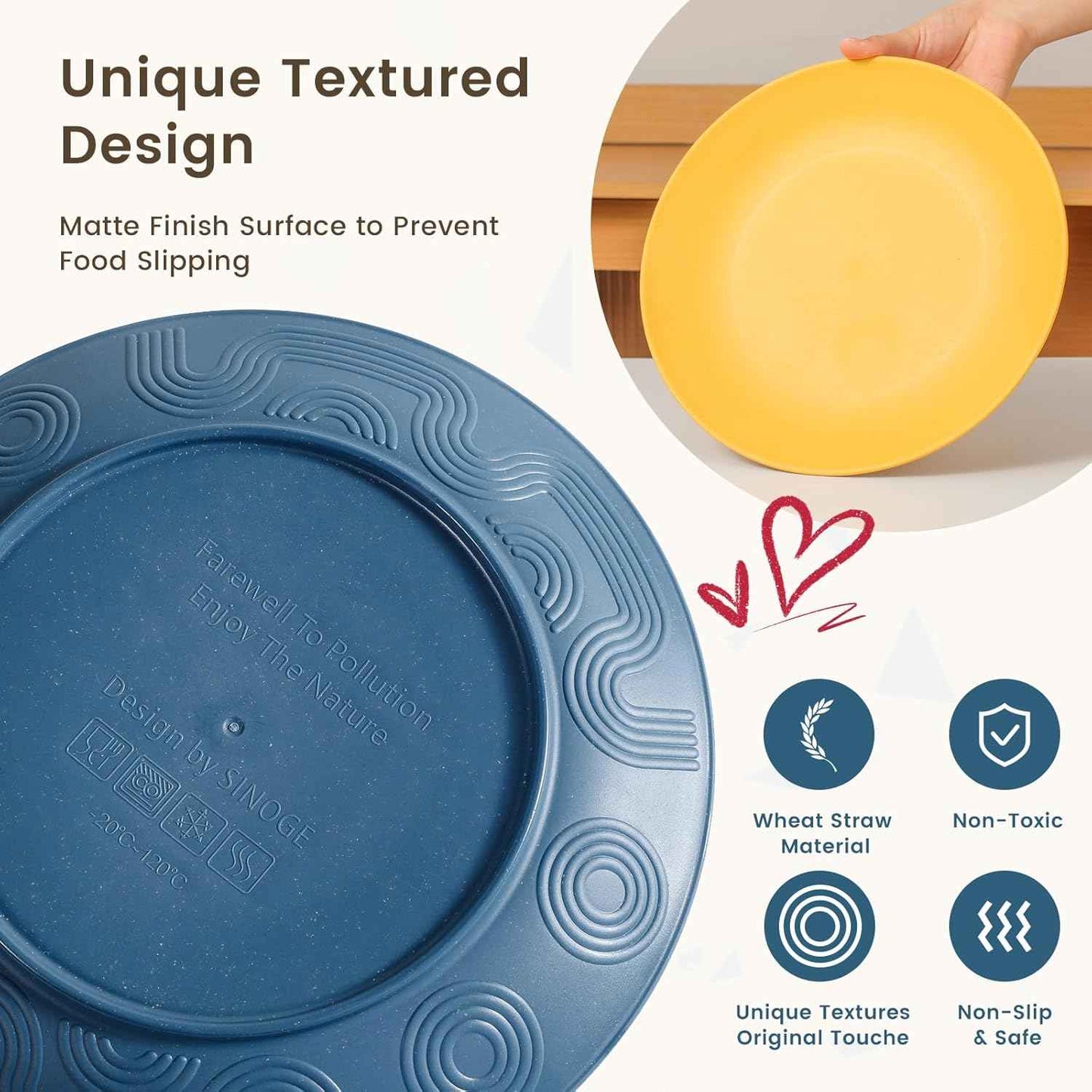 Homienly 40-Piece Premium Wheat Straw Dinnerware Sets, Service for 8, Unbreakable Plates and Bowls Set - Cups Sets, Dinner Plates, Bowls for Kitchen,Dishwasher and Microwave Safe Dishes Set - Multi