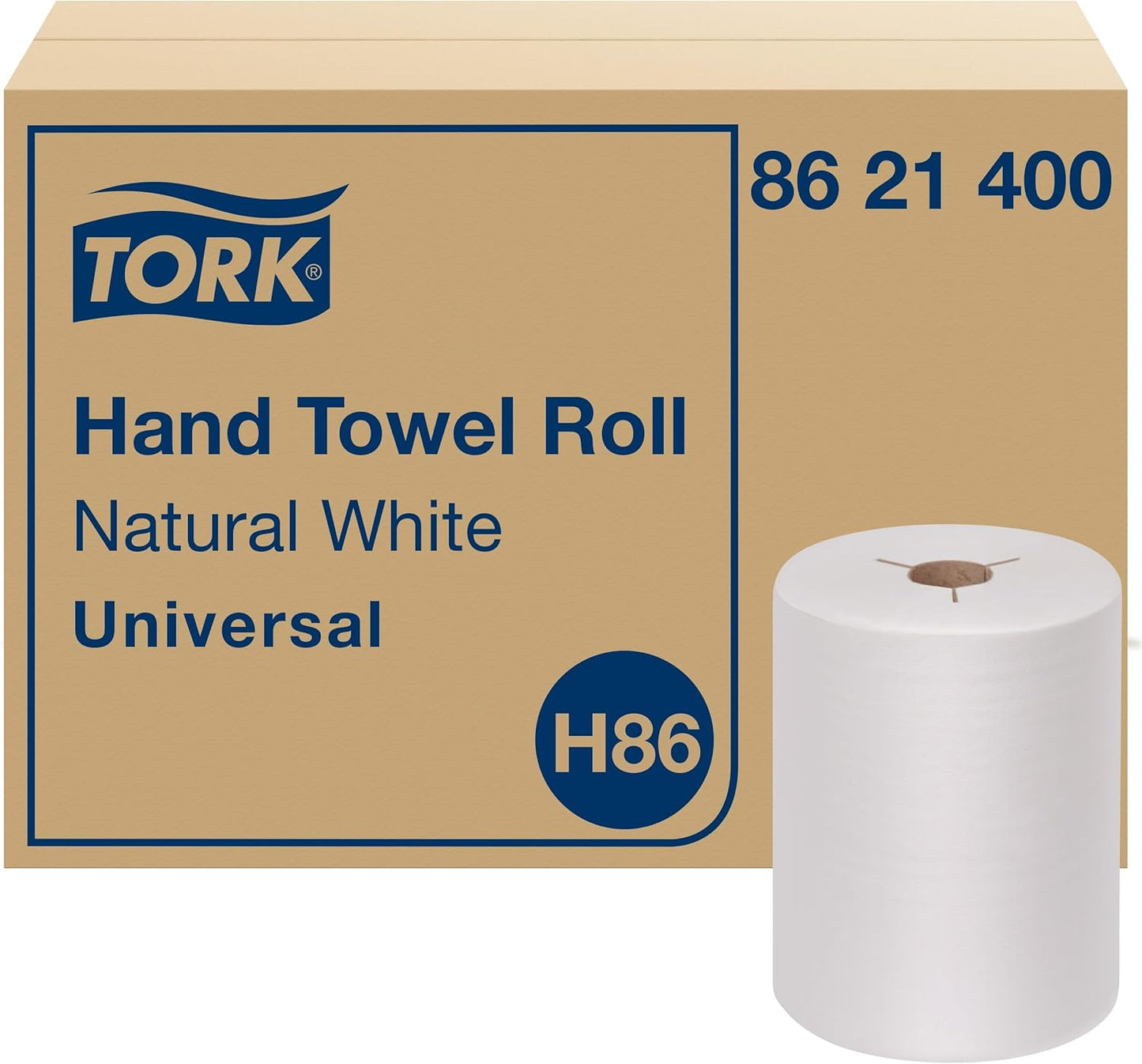 Tork Universal Hand Towel Roll White, Compatible with H21 Dispensers, 100% Recycled Fiber 6 Rolls x 800 Ft (RB8002)