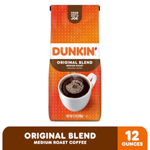 Dunkin' Original Blend Medium Roast Ground Coffee, 12 Oz. Kosher Arabica Beans
