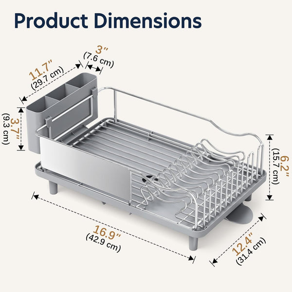 Stainless Steel Dish Drying Rack for Kitchen Counter with Large Capacity
