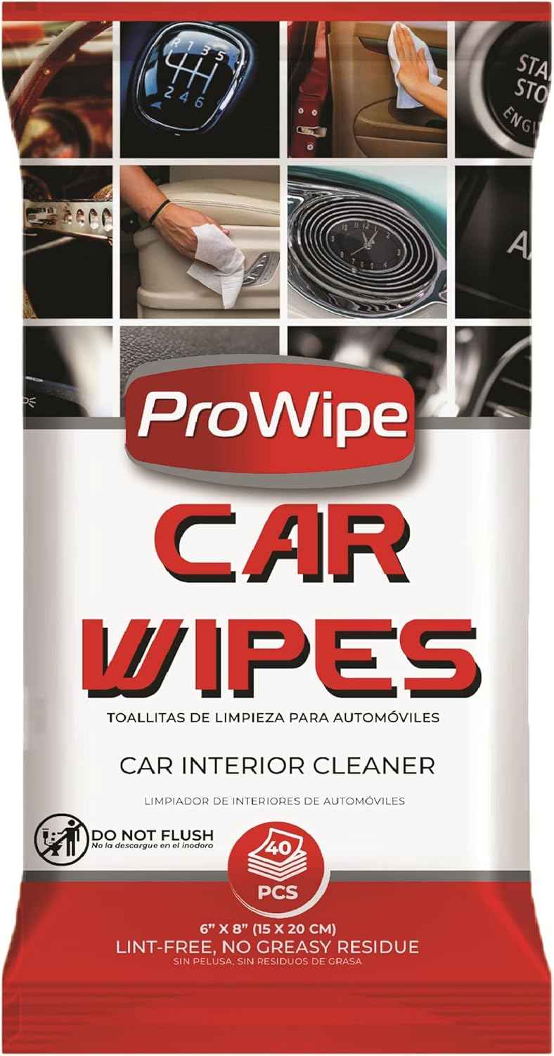 Car Cleaning Wipes - Car Interior Cleaner, Dashboard Cleaner, 1x40 Count Residue-Free Wipes for Interior Surfaces, From Dashboard to Leather Seats, Must Have Accessories