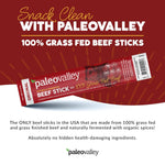 Paleovalley 100% Grass Fed Beef Sticks - Gluten Free Beef Snack - High Protein Keto Friendly