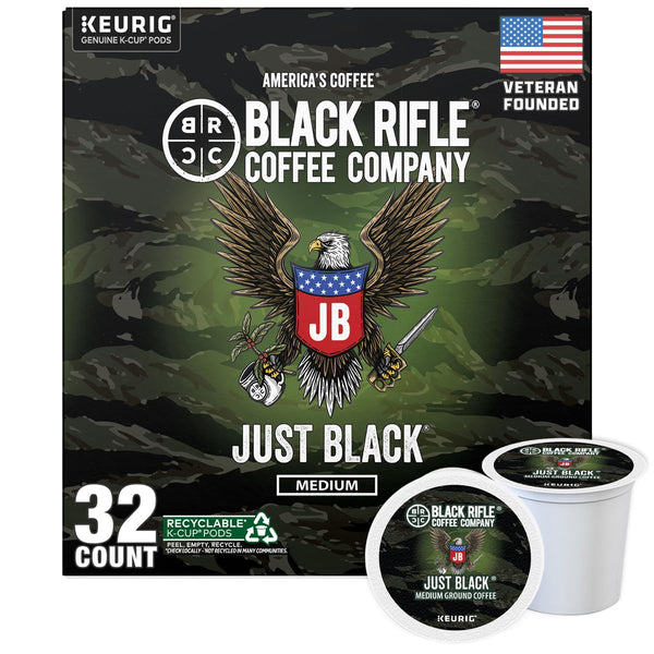 Black Rifle Coffee Company Just Black medium roast K Cups, 50 count, compatible with Keurig machines