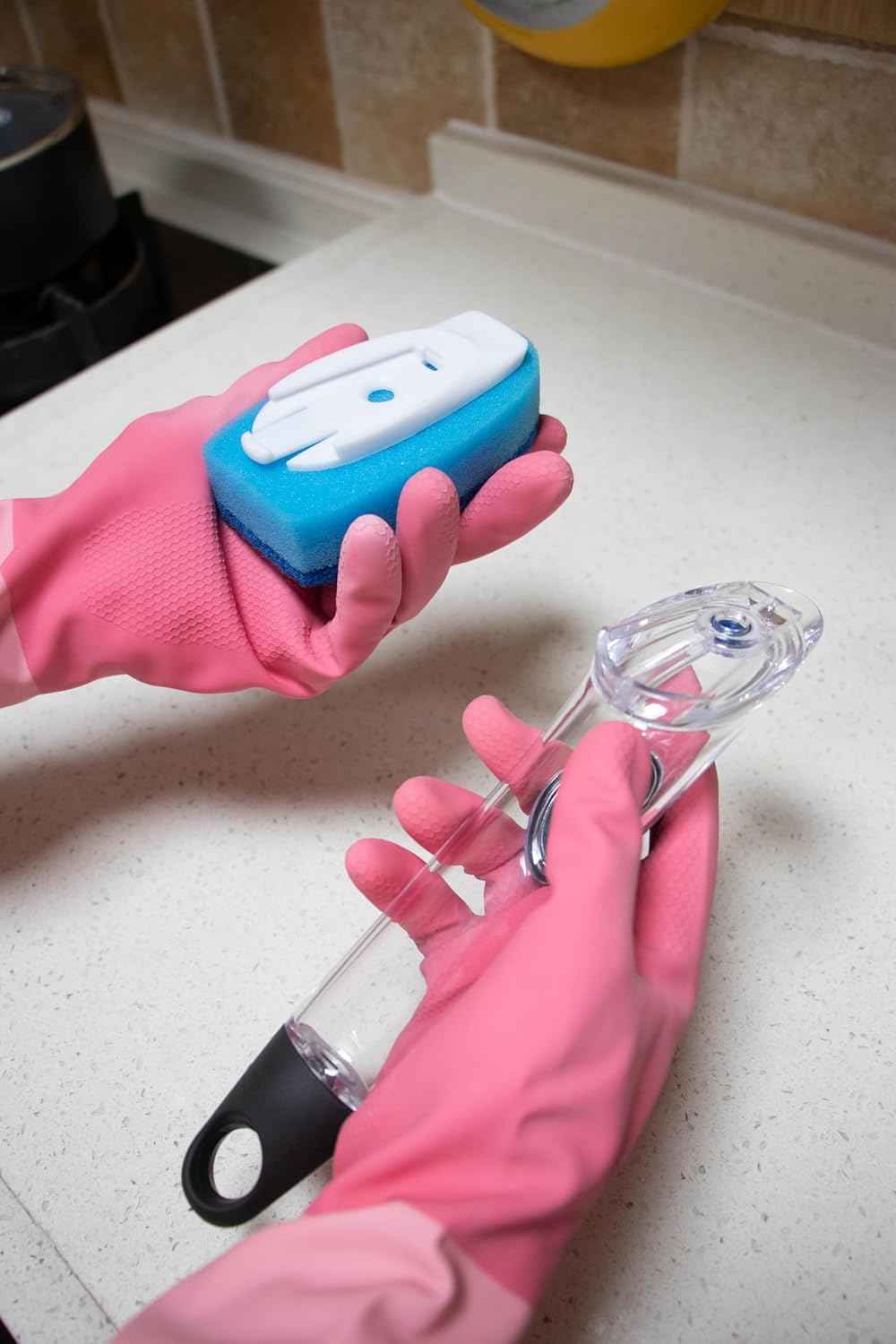 Dish Wand & 7 Pack Dishwashing Sponge Refills Non Scratch,dishwashing Sponge with Handle,Cleaning sponges for Household use