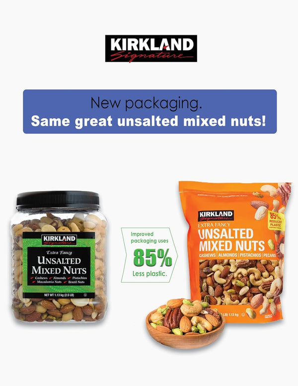 Kirkland Signature QNKDQK Extra Fancy Unsalted Mixed Nuts 2.5 Pound 2 Pack