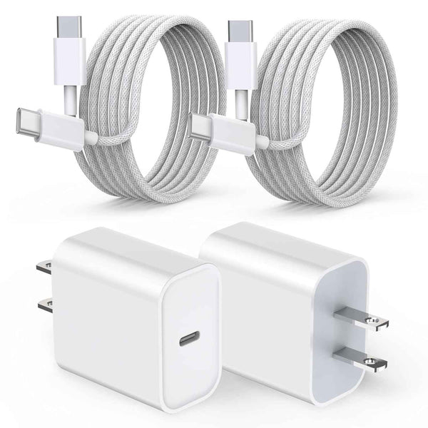 Charge for iPhone 16/15 Charger,Fast Charging iPhone 16/15 2Pack Type C Wall Charge Adapter USB C Charger Block 6FT USB-C to C Woven Cable for Apple iPhone 16 Pro Max/iPhone 15 Plus,iPad Pro/Air/Mini