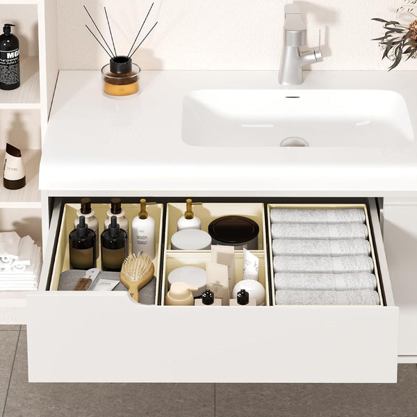 Beige Non-Woven Fabric Drawer Organizer Set of 12