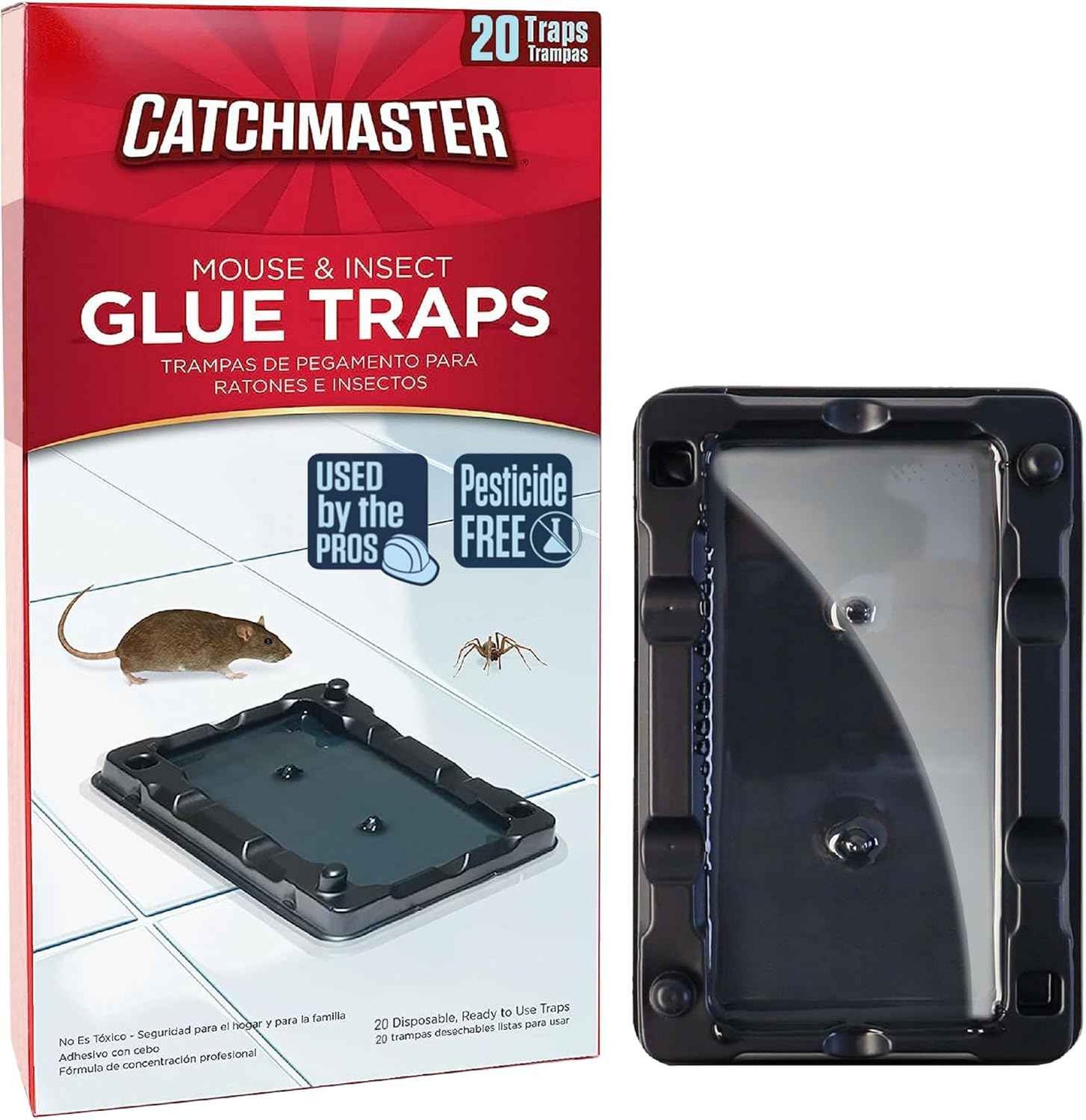Catchmaster Mouse & Insect Glue Traps 16-Pk, Adhesive Rodent & Bug Catcher, Mouse Traps Indoor for Home, Sticky Glue Boards for Mice and Insects, Pest Control for House & Garage