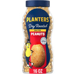 PLANTERS Salted Peanuts - Dry Roasted, Plant-Based Protein, 16oz Jar