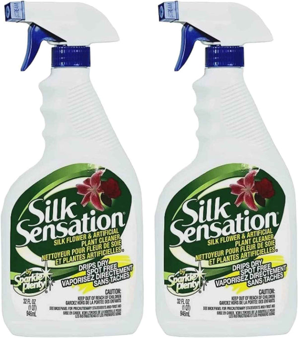 Sparkle Plenty Silk Sensation Artificial Flower & Plant Leaf Cleaner and Shine - Fake Flower Dusting Spray - Silk Plant Cleaner Spray No Wipe - Drip Dry Cleaning Supplies for Artificial Tree (32oz)
