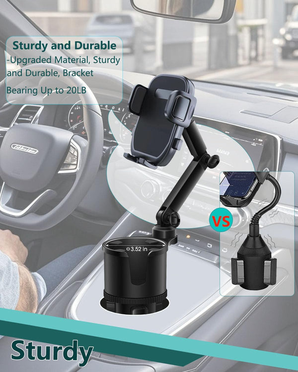 Cup Phone Holders for Your Car, [360°Adjustable] Car Cup Holder Phone Cradle for 2.5-4" Cup Holders-Compatible with iPhone 15/14 Pro, Phone Holder Mount for Truck/SUV| Anti-Slip & No Shake Design