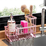 Cisily Sink Caddy Sponge Holder for Kitchen with Brush Holder and Stainless Steel Self Drain Tray, Rustproof Kitchen Sink Organizer for Sponge, Soap Dispenser Storage Accessories