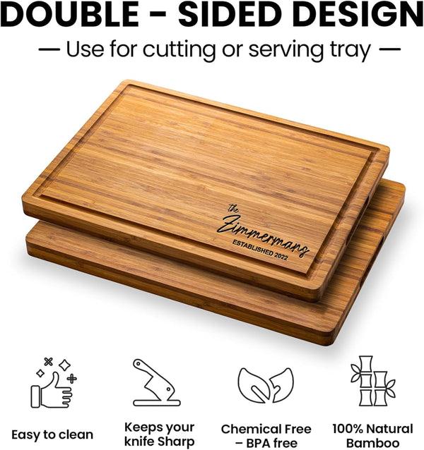 Personalized bamboo cutting board with custom engraving