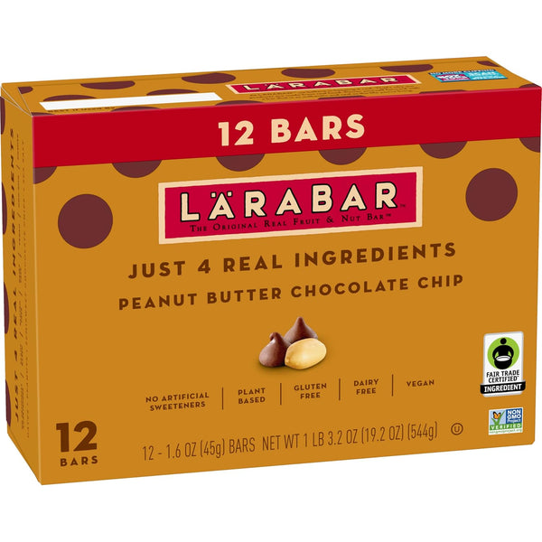 Larabar Peanut Butter Chocolate Chip Bars, 18 Count, 28.8 oz, Gluten Free and Vegan