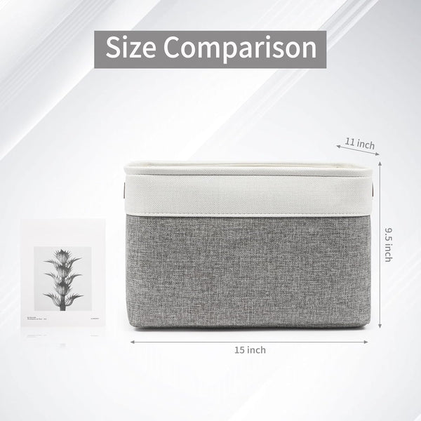 Large Fabric Storage Bins for Shelves 3 Pack Grey and White