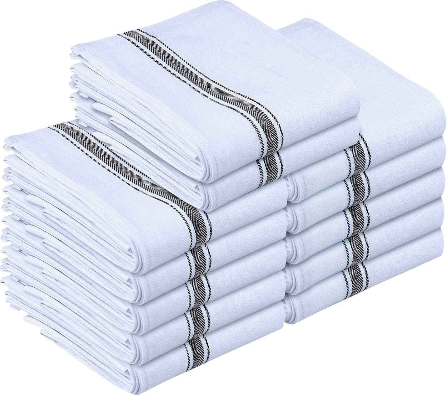Utopia Towels Blue Dish Towels [12 Pack - 15 x 25 Inches] 100% Ring Spun Cotton Highly Absorbent & Reusable Cleaning Bar, Tea, Kitchen and Dishcloths Set - 200 GSM