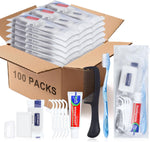 hqsl 10-set personal hygiene kit, disposable toothbrushes with toothpaste floss comb soap and cover for travel, homeless, women, men