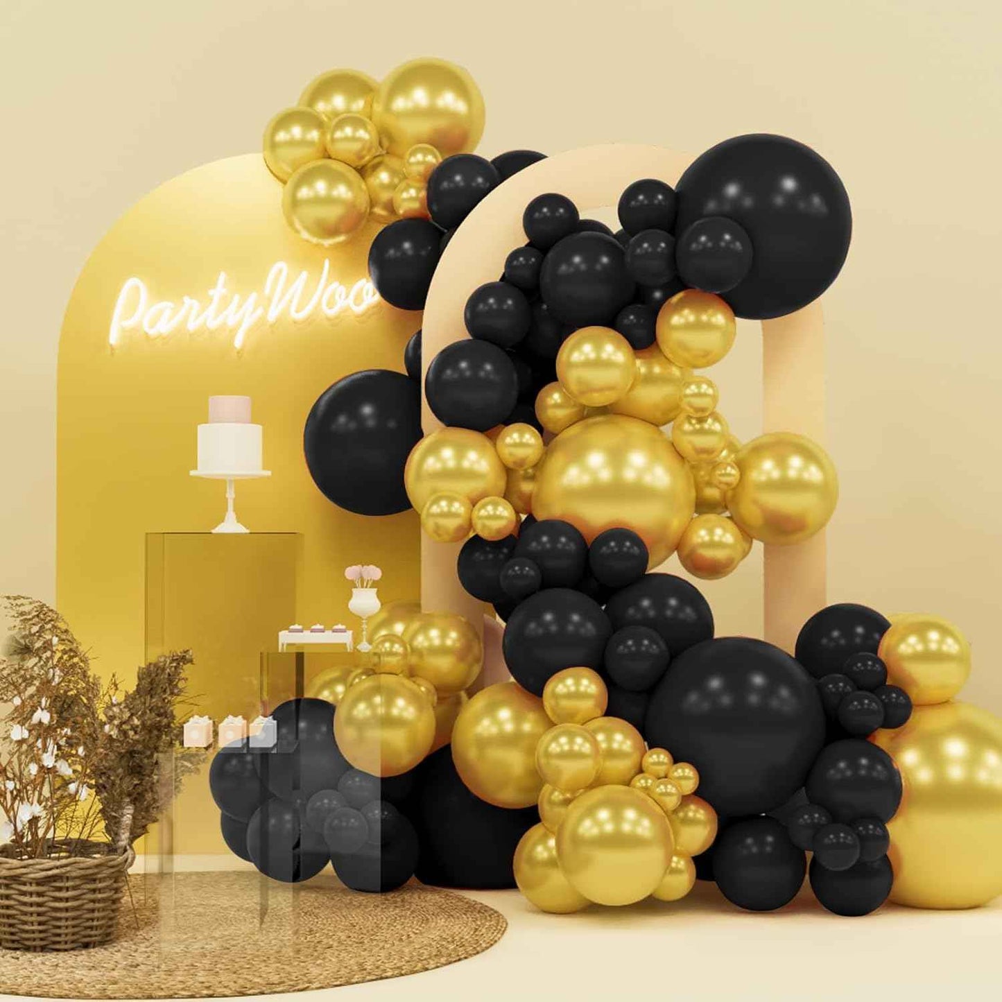 PartyWoo Gold Balloons 140pcs Different Sizes of 18 12 10 5 Inch Gold Balloon Arch Kit Garland for Birthday Wedding Anniversary Baby Shower Graduation Retirement Casino Party Decorations Gold-G101