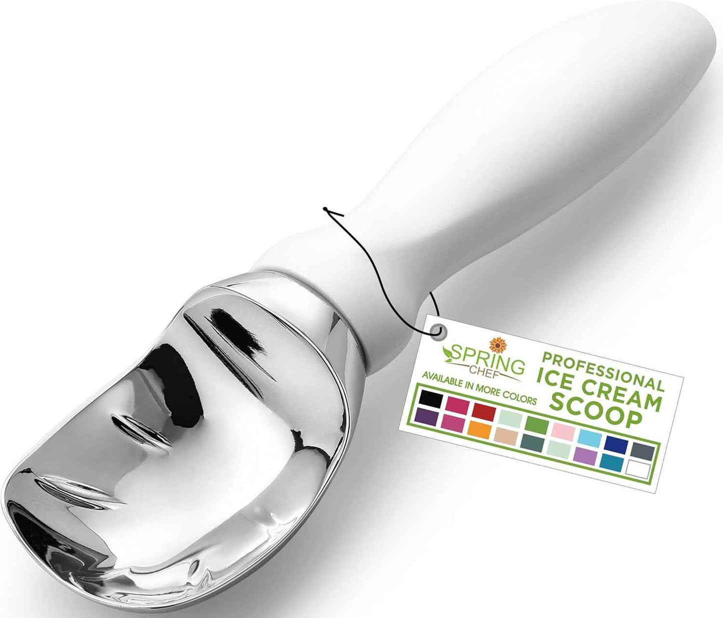 Spring Chef Heavy Duty Ice Cream Scoop with Comfortable Handle - Professional Ice Cream Scooper for Gelato, Sorbet, Cookie Dough, Melon, Frozen Yogurt - Dishwasher Safe Metal Kitchen Tool - Black