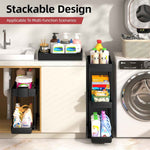4 Pack Under Sink Organizer, Bathroom Organizers and Storage, 2 Tier Multi-Use Pull Out Cabinet Organizer with Hang Hooks and Cups (Black, 4 Pack)