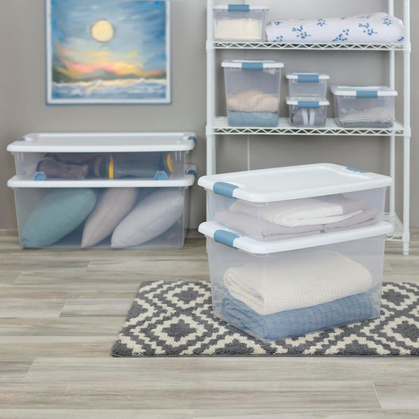 Sterilite 12-Pack Latching Box Storage Containers for Closet, Bathroom, and Office