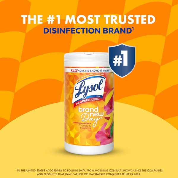 LYSOL Disinfecting Wipes, All Purpose Cleaner, Multi-Surface Antibacterial Cleaning Wipes, Household Cleaning Supplies, Dorm Essentials, Lavender + Mango Scents, 80 ct. (4 Pack)