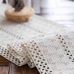 Alynsehom Macrame Hand Woven Cream Beige Boho Table Runner with Tassels 12x71in Cotton Rustic Farmhouse Kitchen Dining