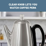 West Bend Electric Percolator Classic Style Coffee Maker with Stainless Steel Parts and 12-Cup Capacity