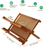 Teak Dish Drainer Rack Collapsible 2 Tier Dish Rack for Kitchen Countertop